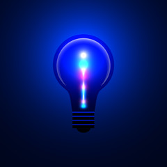 Light bulb with neon glow.