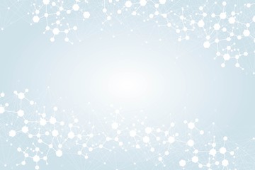 Structure molecule and communication. Dna, atom, neurons. Scientific concept for your design. Connected lines with dots. Medical, technology, chemistry, science background. Vector illustration.