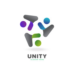 colorful smooth gradient unity, people, social logo vector template