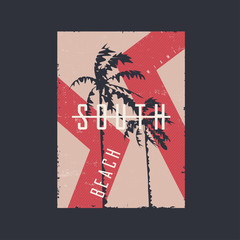 Graphic t-shirt design, print, poster on the topic of Miami Beach Florida. Vector illustration