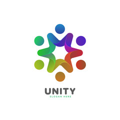 Fototapeta na wymiar colorful smooth gradient unity, people, social logo vector template