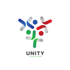 colorful smooth gradient unity, people, social logo vector template