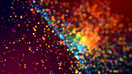 cloud of multicolored particles in the air like sparkles on a dark background with depth of field. beautiful bokeh light effects with colored particles. background for holiday presentations. 38 © Green Wind