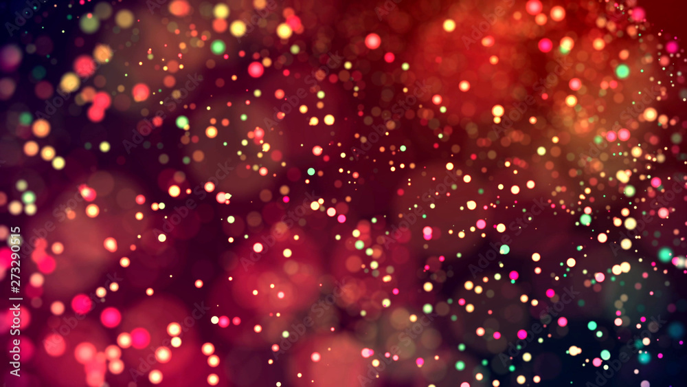 Wall mural cloud of multicolored particles in the air like sparkles on a dark background with depth of field. b