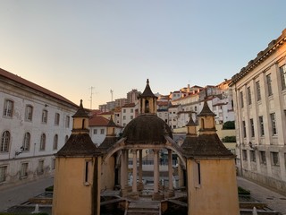 Fototapeta na wymiar Sunset at Jardim da Manga in Coimbra, Portugal