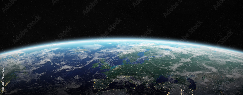 Poster View of blue planet Earth in space 3D rendering elements of this image furnished by NASA