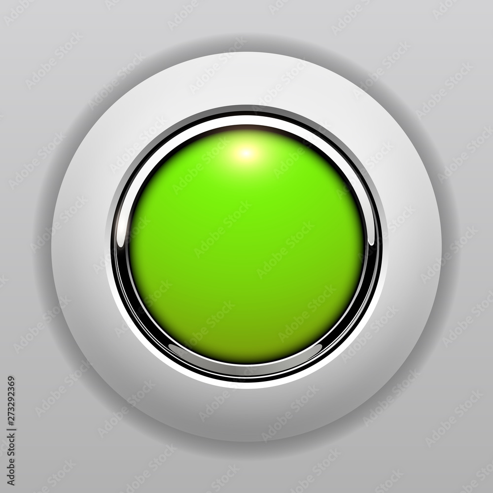 Poster 3D button green, push button vector background.