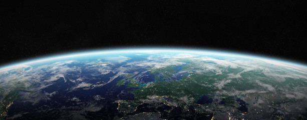 View of blue planet Earth in space 3D rendering elements of this image furnished by NASA - obrazy, fototapety, plakaty