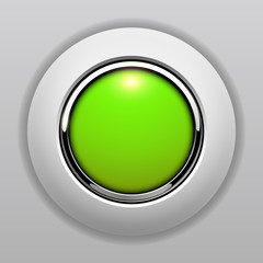 3D button green, push button vector background.