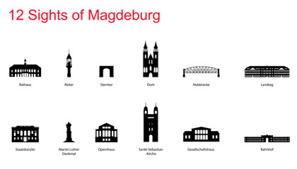 12 Sights of Magdeburg - obrazy, fototapety, plakaty