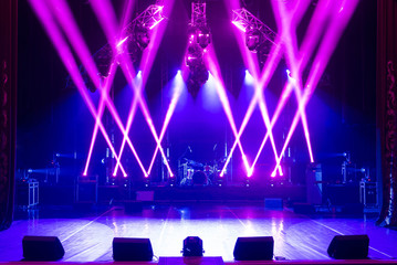 Free stage with lights, lighting devices.