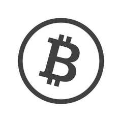 Bitcoin monochrome icon. Vector illustration. 