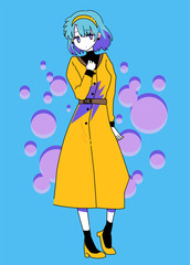 漫画風のかわいい女の子のイラスト