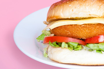 Side view of a salad bun with tomatoes