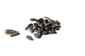 Sunflower seeds isolated on white background.Copy space
