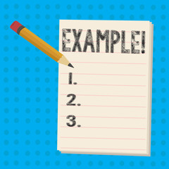 Text sign showing Example. Conceptual photo Illustration Sample Model to follow Guide Explanation...