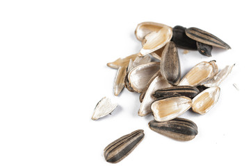 Sunflower seeds isolated on white background.Copy space
