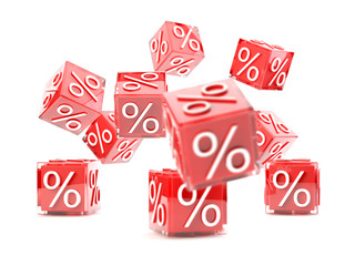 Red sale cubes, promotion concept - 3d illustration