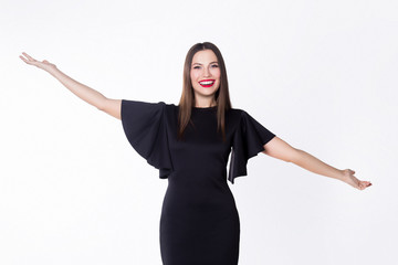 business woman in studio on white background