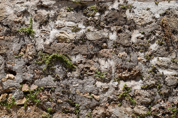 wall laying, background texture of cement masonry and limestone stones.
