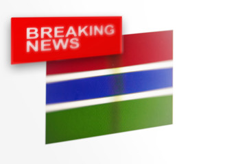 Fototapeta na wymiar Breaking news, Gambia country's flag and the inscription news