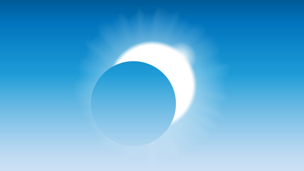 Solar eclipse in the blue sky, vector art illustration.