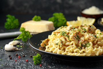 Artichoke hearts and lemon pasta with parmesan cheese and parsley
