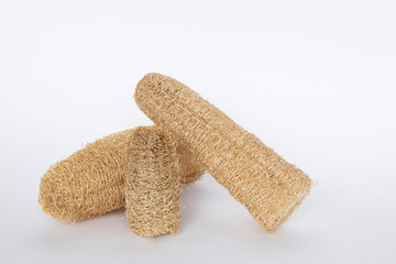 luffa sponge on white background.