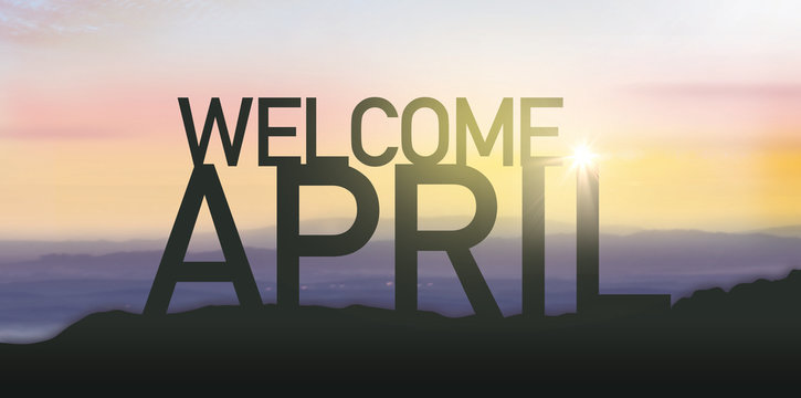 Silhouette April with sunrise.