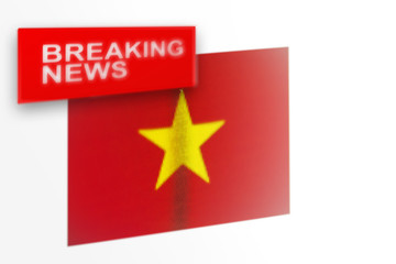 Fototapeta na wymiar Breaking news, Vietnam country's flag and the inscription news