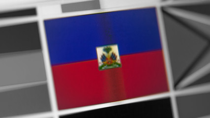 Haiti national flag of country. Haiti flag on the display, a digital moire effect.