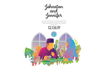 couple dinner invitation illustration