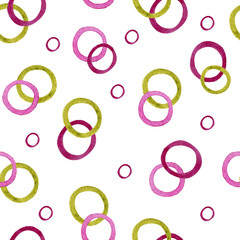 Seamless pattern with hand drawn watercolor circles. Perfect for wallpaper, textile, wrapping paper.