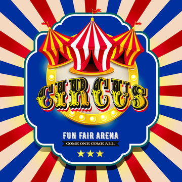 Vector circus banner. Circus tent.