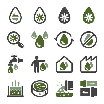 Waste Water And Sewage Icon Set,vector And Illustration