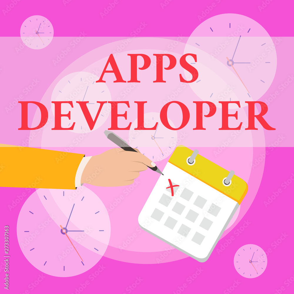 Poster writing note showing apps developer. business photo showcasing graphic artist software programmer an