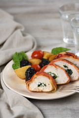 Sliced Stuffed Chicken Breastm