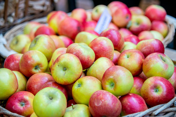 Apples at the market display stall
