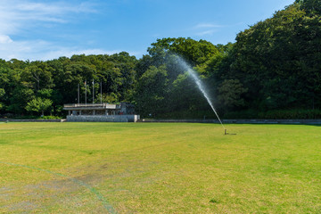 グラウンドのスプリンクラー