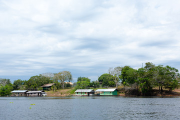 Houses along Amazonas river. Brazilian panorama