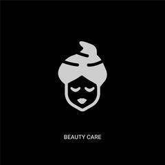 white beauty care vector icon on black background. modern flat beauty care from general concept vector sign symbol can be use for web, mobile and logo.