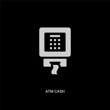 white atm cash vector icon on black background. modern flat atm cash from general concept vector sign symbol can be use for web, mobile and logo.