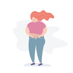 Unhappy fat woman,problem with clothes,