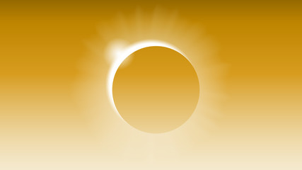 Solar eclipse in the orange sky, vector art illustration.