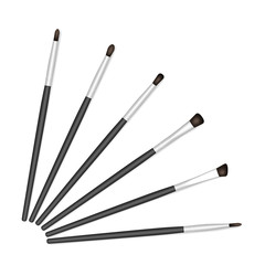 Makeup brush set. Make-up brushes isolated on white background, realistic vector illustration