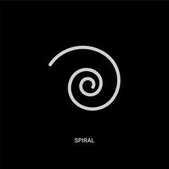 white spiral vector icon on black background. modern flat spiral from geometric figure concept vector sign symbol can be use for web, mobile and logo.