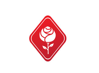 Rose with leaves and long leg flower in the shape for logo design illustration