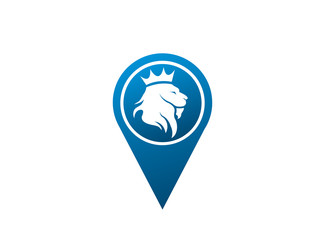 Lion head and crown in the top logo design, animal king symbol in the shape