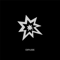 white explode vector icon on black background. modern flat explode from geometry concept vector sign symbol can be use for web, mobile and logo.