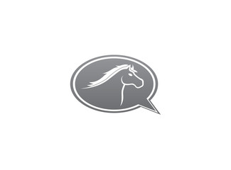Horse head symbol in chat icon for logo design illustration